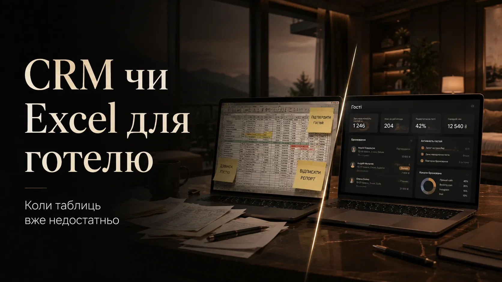 Comparison of Excel chaos and CRM order for hotel management