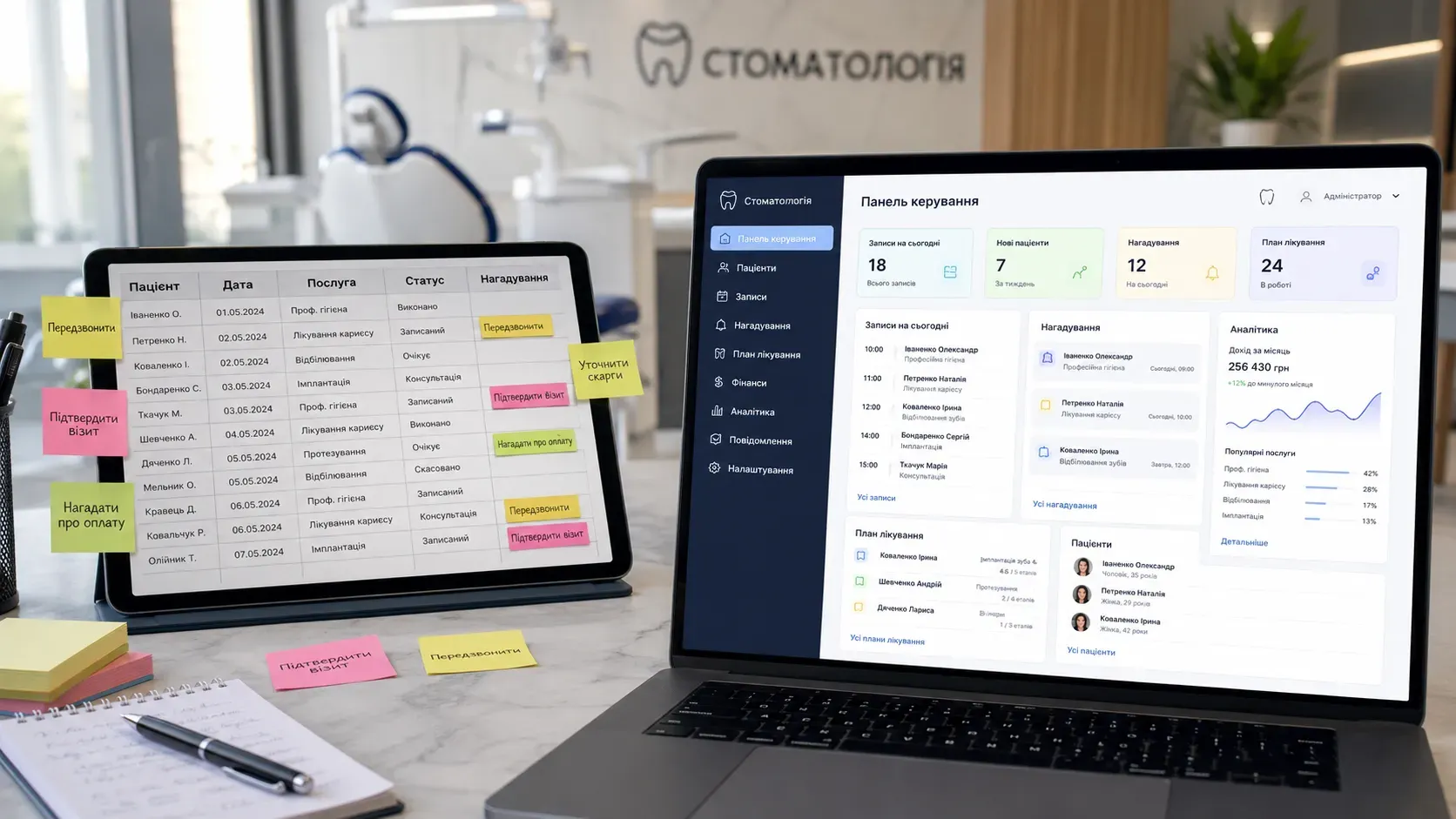 Comparison of chaos in Excel vs. order in a CRM for dental clinics