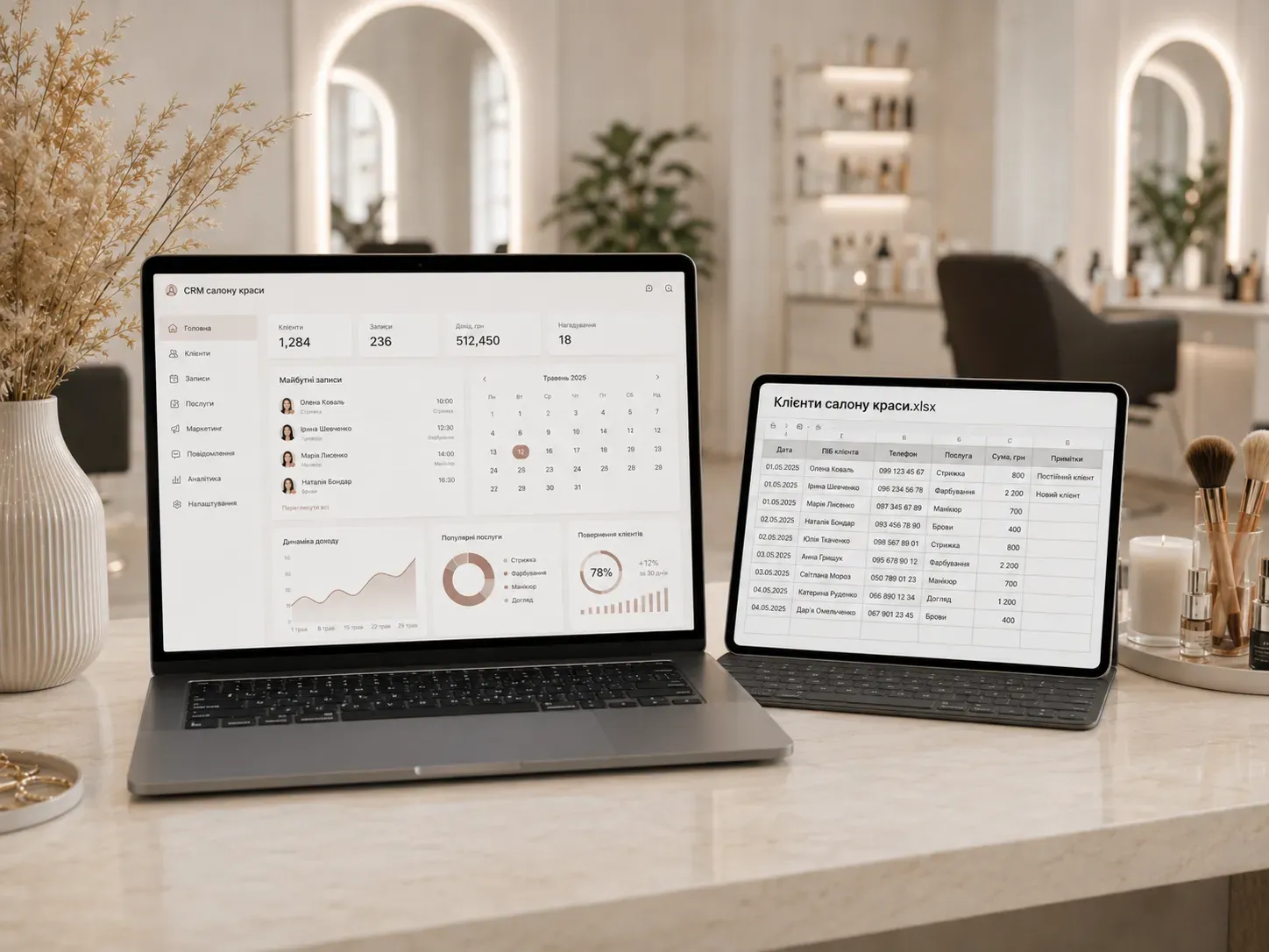 Comparison of Excel and CRM for beauty salons: spreadsheet chaos vs organized CRM management