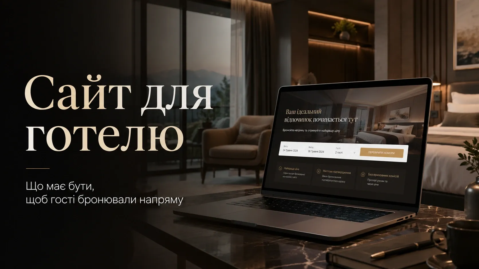Hotel website on a laptop and smartphone with a booking form