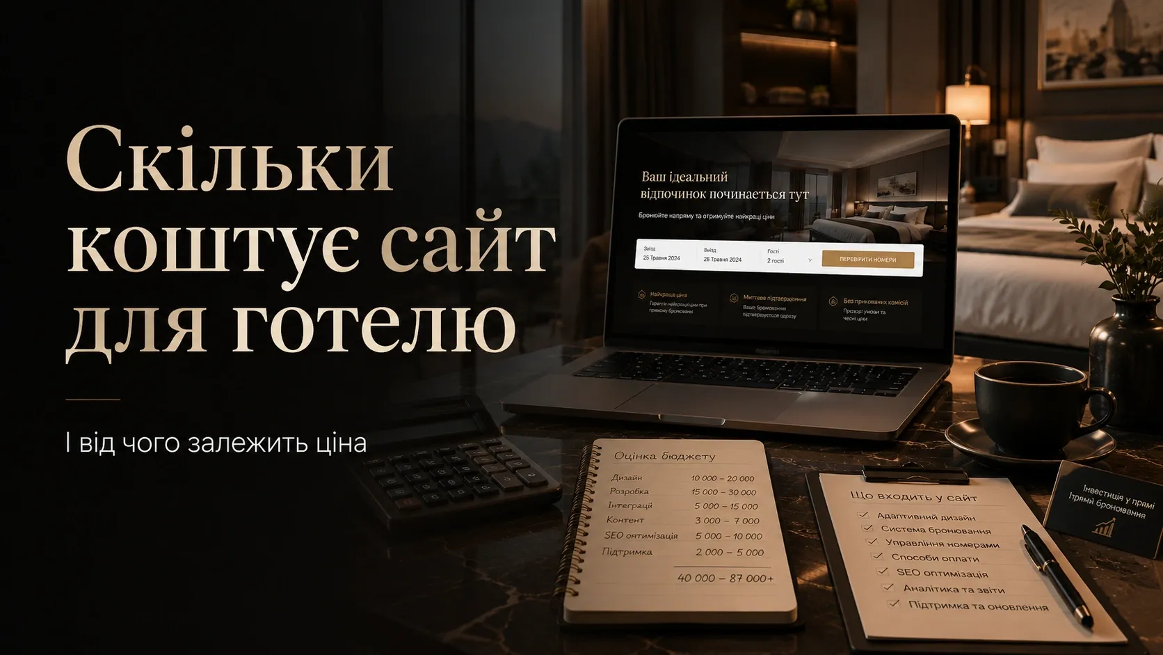 Modern hotel website interface with online booking