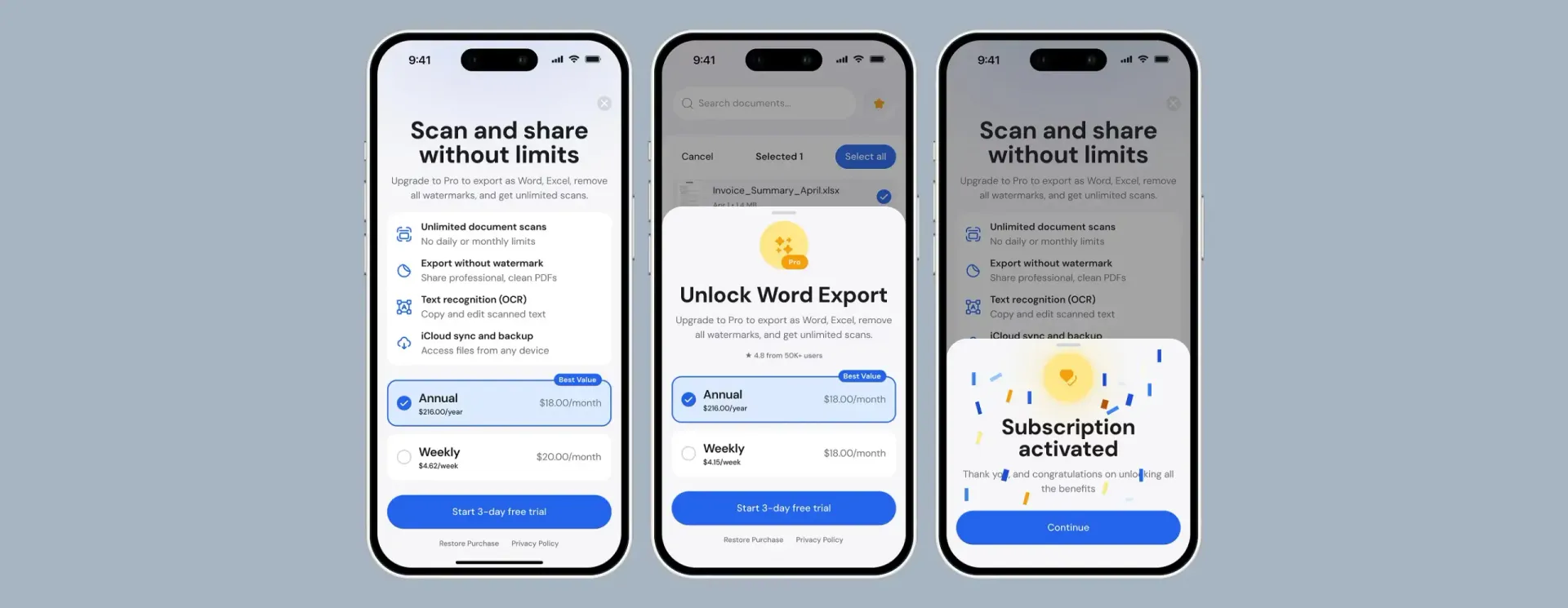 UI/UX дизайн та Flutter-розробка iOS-застосунку для сканування документів — 3